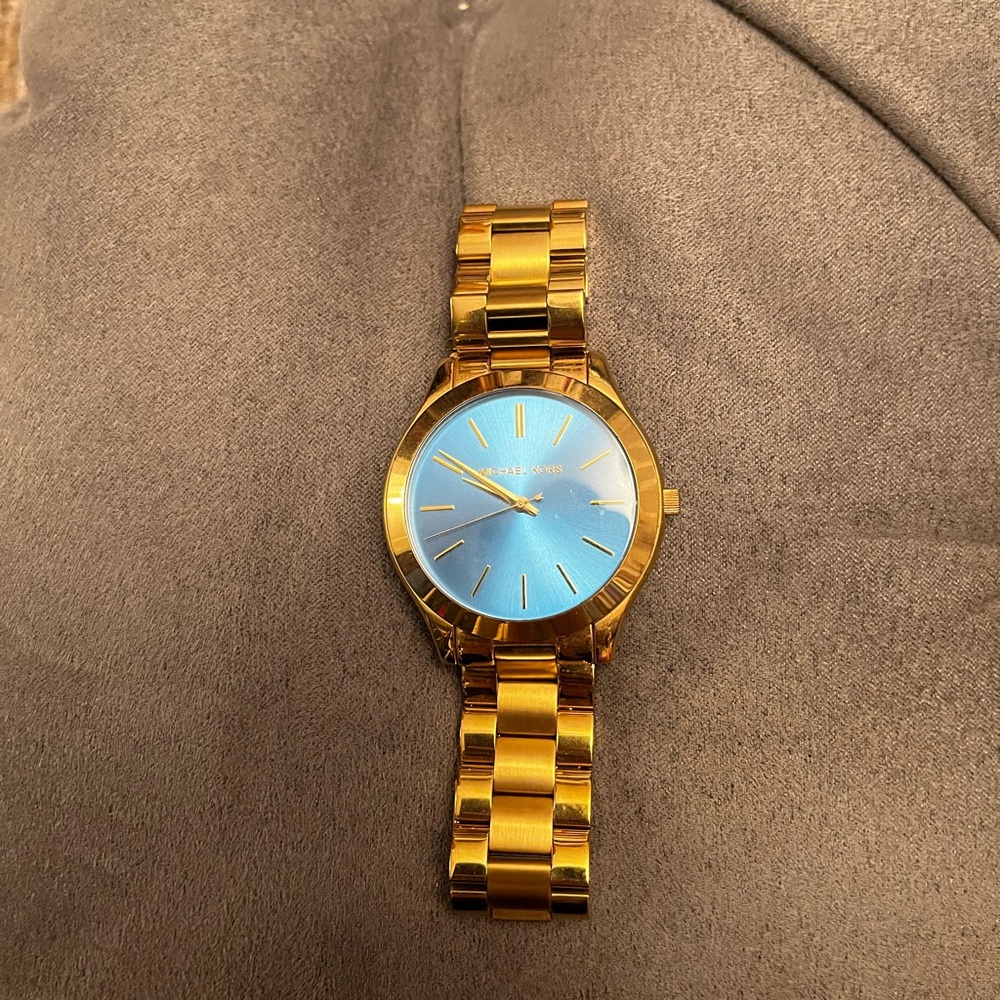 Michael Kors Gold Watch with Blue Dial